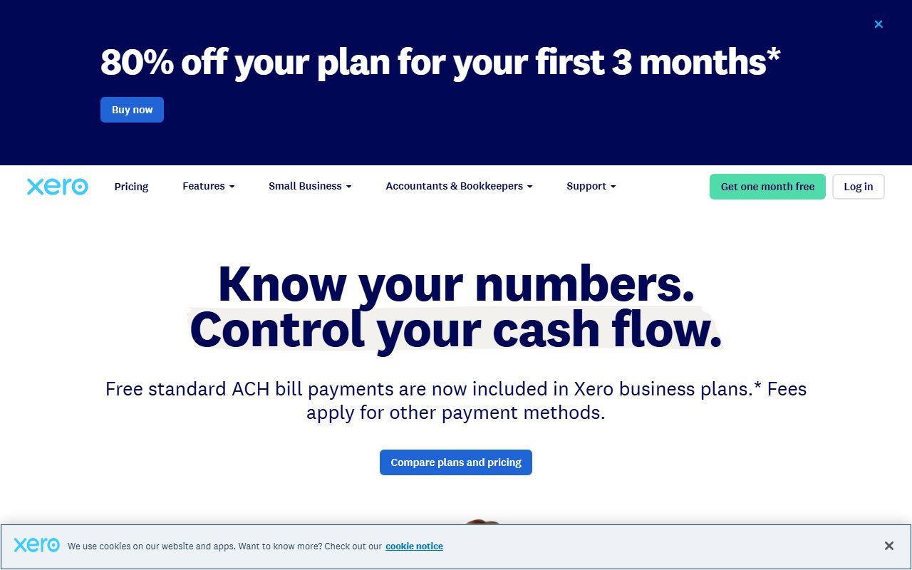 Xero's public homepage, captured automatically on October 7, 2026. Not a logged-in account; the page may have changed since.
